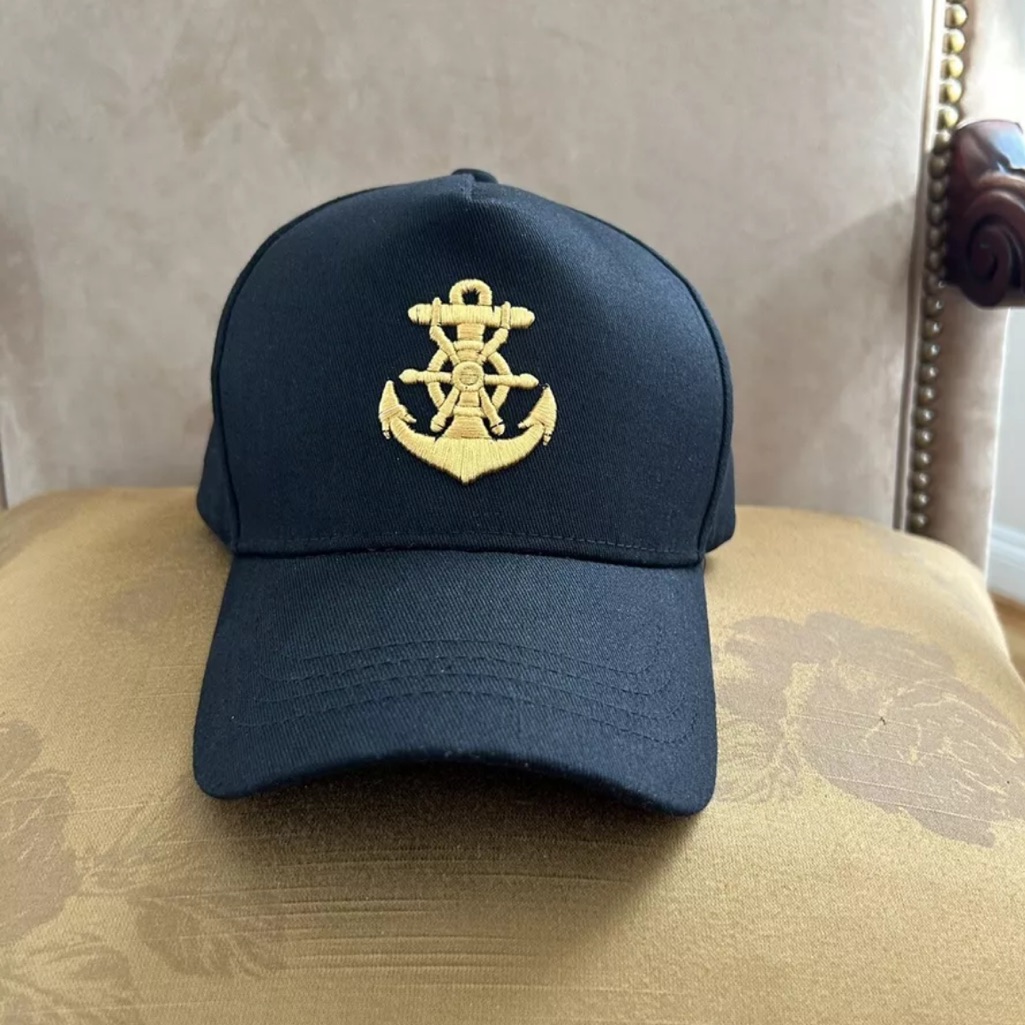 Anchor Gold  Black Nautical Yacht Sailing Adjustable Baseball Cap Hat Nwot